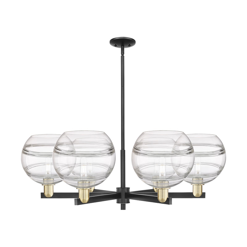 Innovations Rochester 40in 6-Light Chandelier | Industrial Black Antique Brass and Clear Glass | Dining Room & Living Room | Model 716-6CR-BAB-G556-10CL