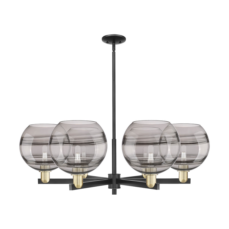 Innovations Rochester 40in 6-Light Chandelier | Industrial Black Antique Brass and Light Smoke Glass | Kitchen Island & | Model 716-6CR-BAB-G556-10SM