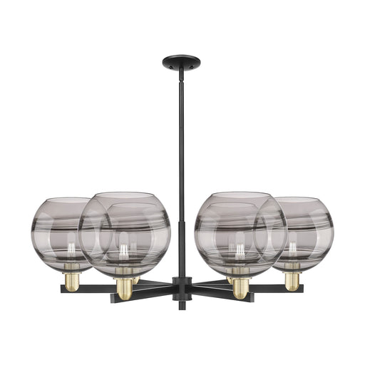 Innovations Rochester 40in 6-Light Chandelier | Industrial Black Antique Brass and Light Smoke Glass | Kitchen Island & | Model 716-6CR-BAB-G556-10SM