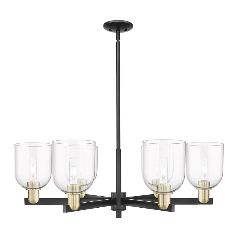 Innovations Bella 35in 6-Light Chandelier | Industrial Black Antique Brass and Clear Glass | Dining Room & Living Room | Model 716-6CR-BAB-G558-6CL