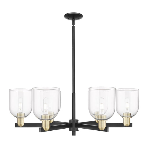 Innovations Bella 35in 6-Light Chandelier | Industrial Black Antique Brass and Clear Glass | Dining Room & Living Room | Model 716-6CR-BAB-G558-6CL