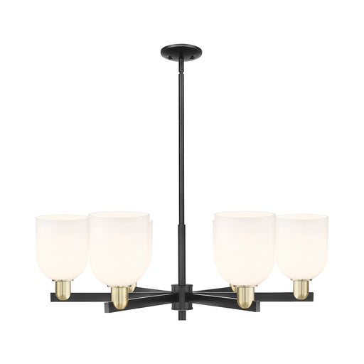 Innovations Bella 35in 6-Light Chandelier | Industrial Black Antique Brass and White Glass | Kitchen Island & Dining Room | Model 716-6CR-BAB-G558-6GWH