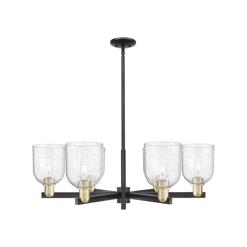 Innovations Bella 35in 6-Light Chandelier | Industrial Black Antique Brass and Seedy Glass | Dining Room & Living Room | Model 716-6CR-BAB-G558-6SDY