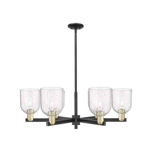 Innovations Bella 35in 6-Light Chandelier | Industrial Black Antique Brass and Seedy Glass | Dining Room & Living Room | Model 716-6CR-BAB-G558-6SDY