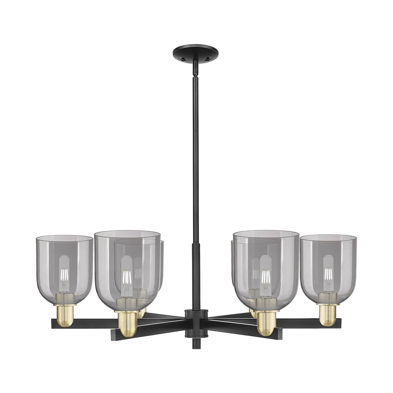 Innovations Bella 35in 6-Light Chandelier | Industrial Black Antique Brass and Light Smoke Glass | Dining Room & Living Room | Model 716-6CR-BAB-G558-6SM