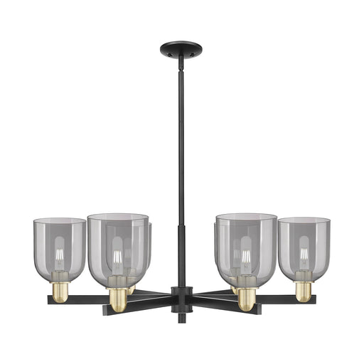 Innovations Bella 35in 6-Light Chandelier | Industrial Black Antique Brass and Light Smoke Glass | Dining Room & Living Room | Model 716-6CR-BAB-G558-6SM