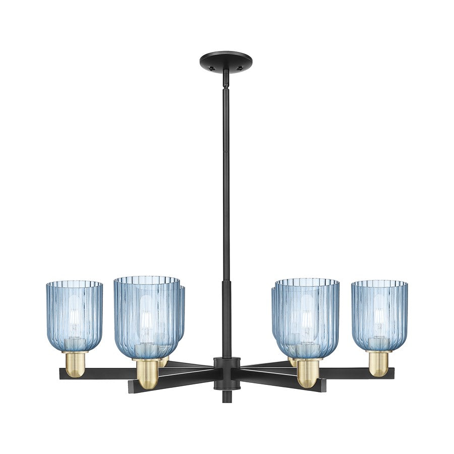 Innovations Bridal Veil 6Lt 35" Stem Chandelier, BKBS/BL - 716-6CR-BAB-G559-5BL