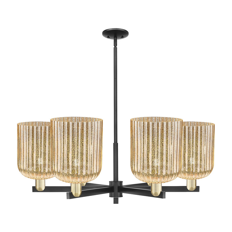 Innovations Bridal Veil 38in 6-Light Chandelier | Industrial Black Antique Brass and Mercury Ribbed Glass | Dining Room & | Model 716-6CR-BAB-G559-8ME