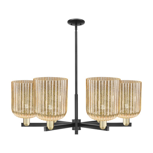 Innovations Bridal Veil 38in 6-Light Chandelier | Industrial Black Antique Brass and Mercury Ribbed Glass | Dining Room & | Model 716-6CR-BAB-G559-8ME