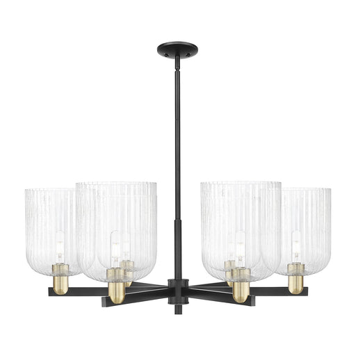 Innovations Bridal Veil 38in 6-Light Chandelier | Industrial Black Antique Brass and Seedy Glass | Dining Room & Living Room | Model 716-6CR-BAB-G559-8SDY