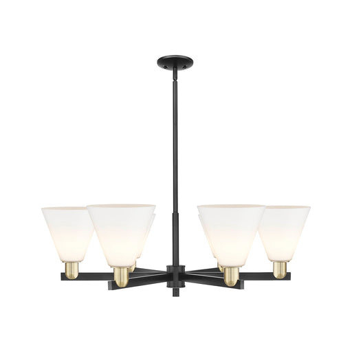 Innovations Berkshire Glass 38in 6-Light Chandelier | Industrial Black Antique Brass Steel and Matte White Glass | Kitchen | Model 716-6CR-BAB-GBC-81