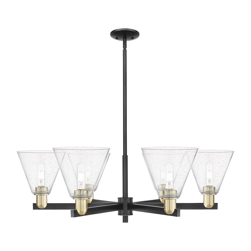 Innovations Berkshire Glass 38in 6-Light Chandelier | Industrial Black Antique Brass and Seedy Glass | Dining Room & Living | Model 716-6CR-BAB-GBC-84