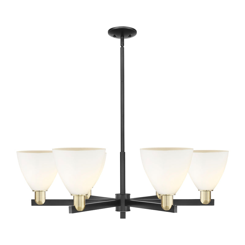Innovations Bristol 37in 6-Light Chandelier | Industrial Black Antique Brass and Matte White Glass | Kitchen Island & Dining | Model 716-6CR-BAB-GBD-751