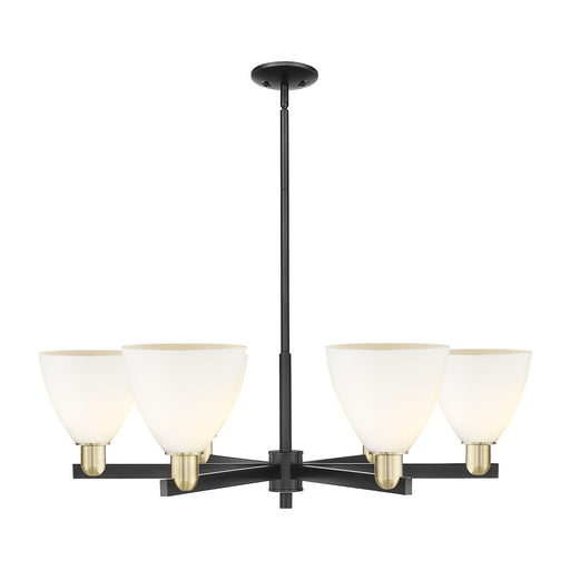 Innovations Bristol 37in 6-Light Chandelier | Industrial Black Antique Brass and Matte White Glass | Kitchen Island & Dining | Model 716-6CR-BAB-GBD-751