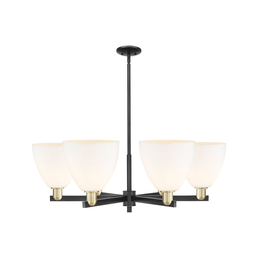 Innovations Bristol 39in 6-Light Chandelier | Industrial Black Antique Brass and Matte White Glass | Kitchen Island & Dining | Model 716-6CR-BAB-GBD-91