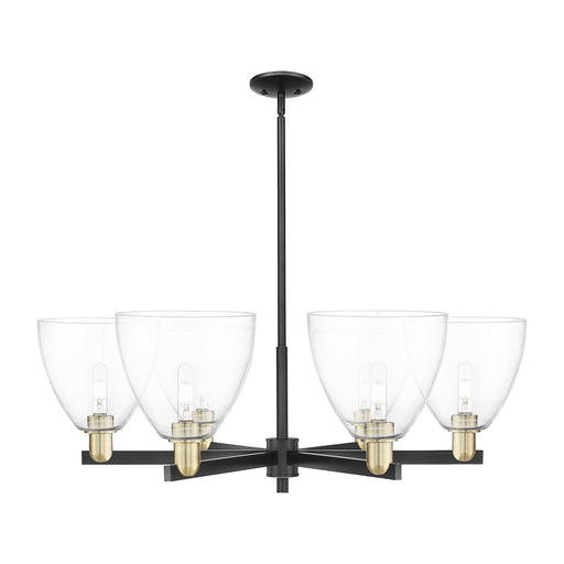 Innovations Bristol 39in 6-Light Chandelier | Industrial Black Antique Brass and Clear Glass | Dining Room & Living Room | Model 716-6CR-BAB-GBD-92
