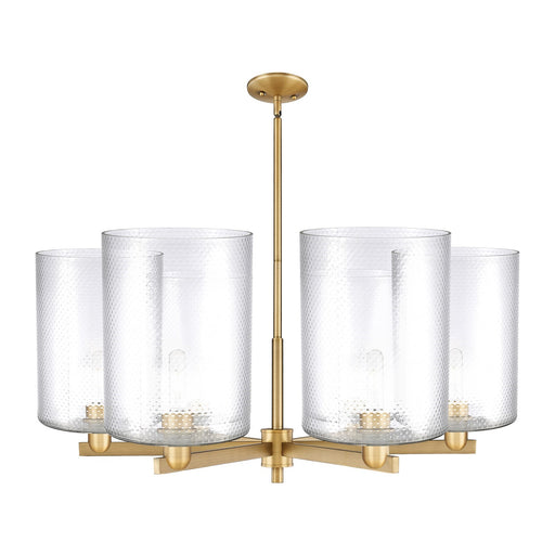 Innovations Cobbleskill 39in 6-Light Chandelier | Industrial Brushed Brass Steel and Clear Glass | Kitchen Island & Dining Room | Model 716-6CR-BB-G112-L