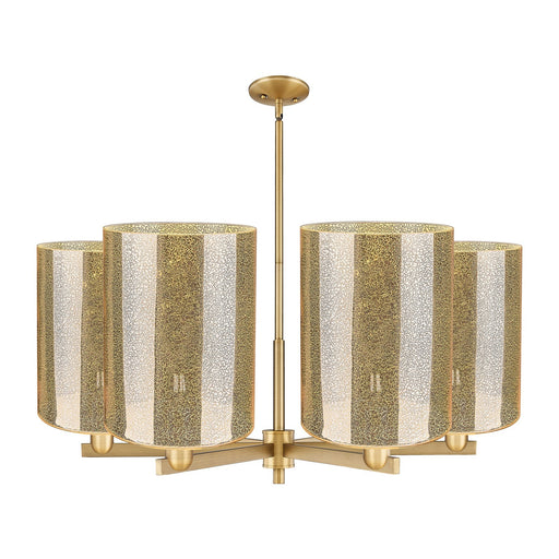 Innovations Cobbleskill 39in 6-Light Chandelier | Industrial Brushed Brass Steel and Mercury Glass Drum Shade | Dining Room & | Model 716-6CR-BB-G116-L