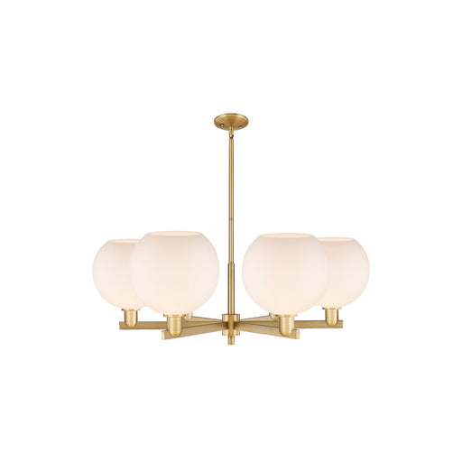 Innovations Athens 40in 6-Light Chandelier | Industrial Brushed Brass Steel and Matte White Glass | Kitchen Island & Dining | Model 716-6CR-BB-G121-10