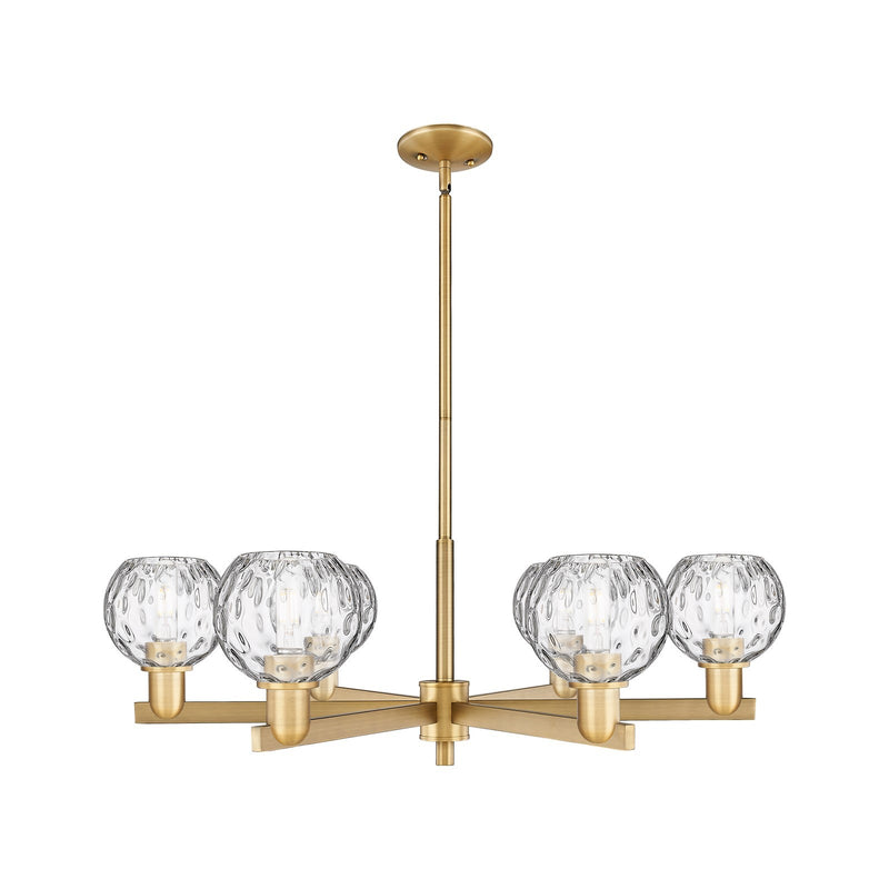 Innovations Athens 36in 6-Light Chandelier | Industrial Brushed Brass and Clear Water Glass | Kitchen Island & Dining Room | Model 716-6CR-BB-G1215-6