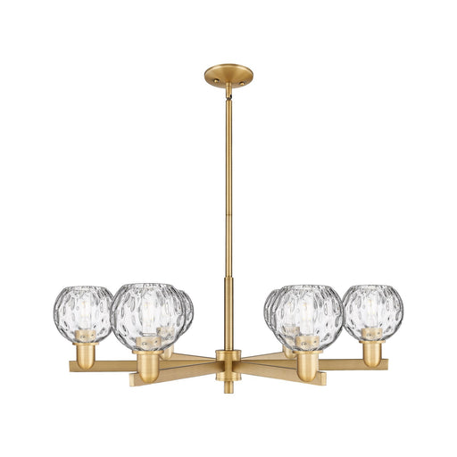 Innovations Athens 36in 6-Light Chandelier | Industrial Brushed Brass and Clear Water Glass | Kitchen Island & Dining Room | Model 716-6CR-BB-G1215-6