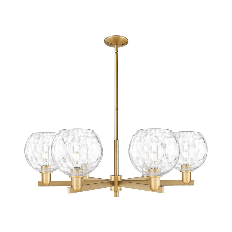 Innovations Athens 38in 6-Light Chandelier | Industrial Brushed Brass Steel and Clear Water Glass | Dining Room & Living Room | Model 716-6CR-BB-G1215-8