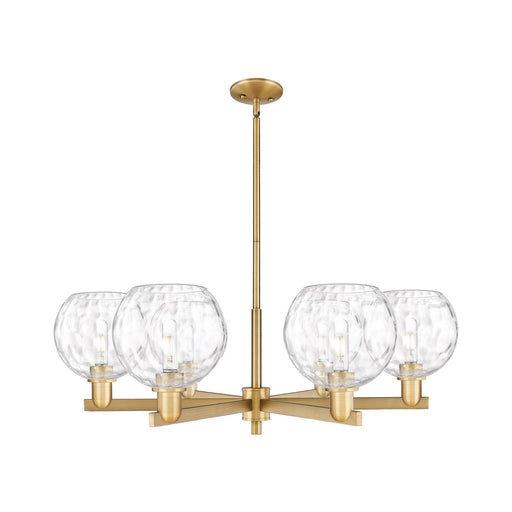 Innovations Athens 38in 6-Light Chandelier | Industrial Brushed Brass Steel and Clear Water Glass | Dining Room & Living Room | Model 716-6CR-BB-G1215-8