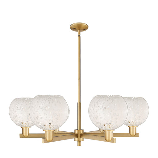 Innovations Lighting Arcadia 38in 6-Light Chandelier | Industrial Brushed Brass and White Mouchette Glass | Dining Room & | Model 716-6CR-BB-G1216-8WM