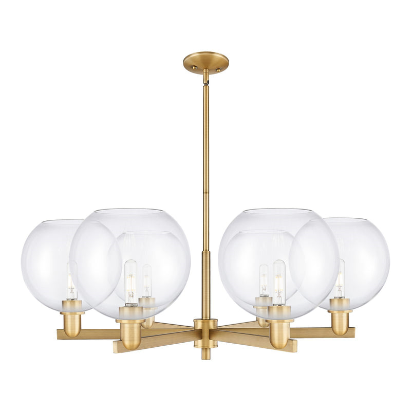 Innovations Athens 40in 6-Light Chandelier | Industrial Brushed Brass and Clear Glass | Dining Room & Living Room | Model 716-6CR-BB-G122-10