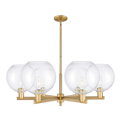 Innovations Athens 40in 6-Light Chandelier | Industrial Brushed Brass and Clear Glass | Dining Room & Living Room | Model 716-6CR-BB-G122-10