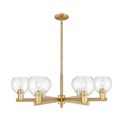 Innovations Athens 36in 6-Light Chandelier | Industrial Brushed Brass Steel and Clear Glass | Kitchen Island & Dining Room | Model 716-6CR-BB-G122-6