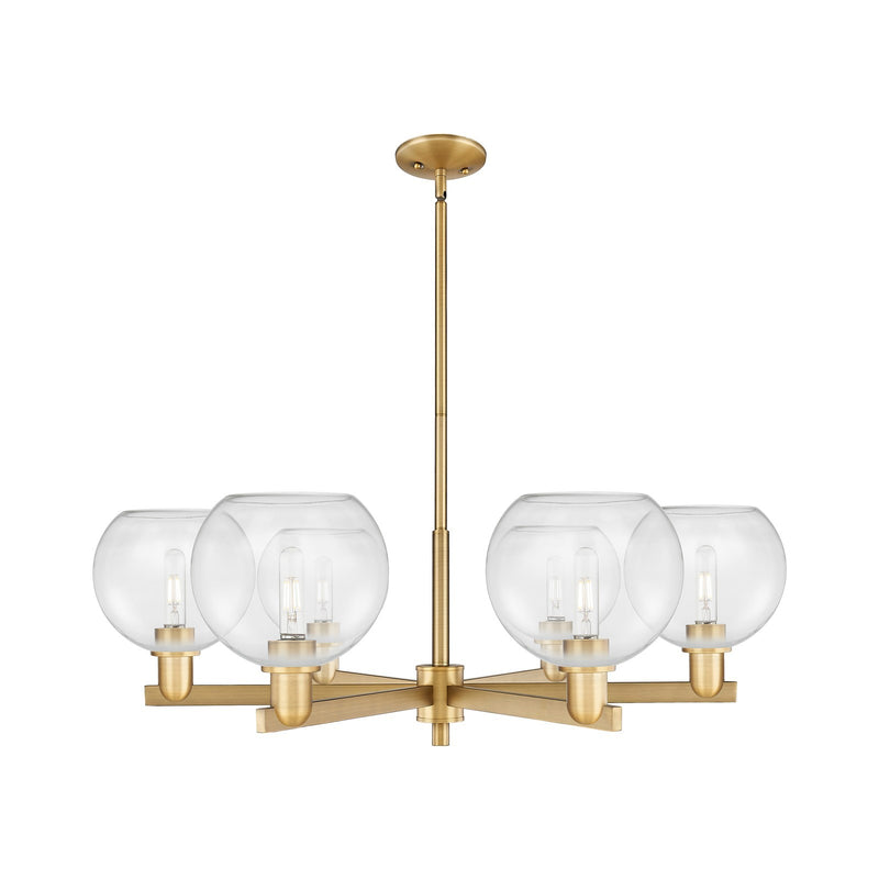 Innovations Athens 38in 6-Light Chandelier | Industrial Brushed Brass Steel and Clear Glass | Dining Room & Living Room | Model 716-6CR-BB-G122-8