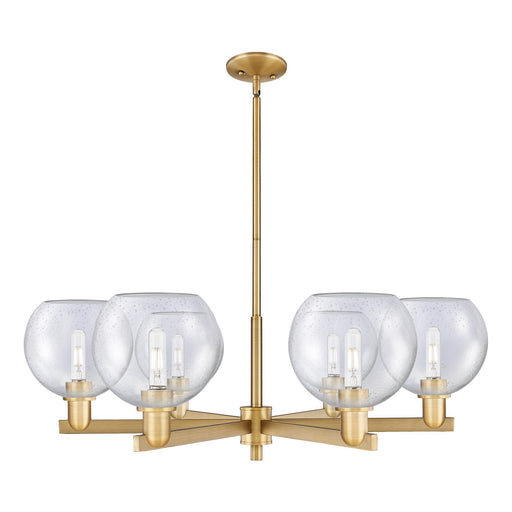 Innovations Athens 38in 6-Light Chandelier | Industrial Brushed Brass Steel and Seedy Glass | Dining Room & Living Room | Model 716-6CR-BB-G124-8
