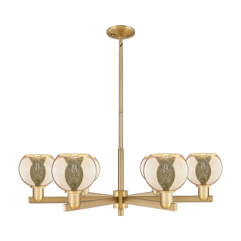 Innovations Athens 36in 6-Light Chandelier | Industrial Brushed Brass and Mercury Glass | Dining Room & Living Room | Model 716-6CR-BB-G128-6