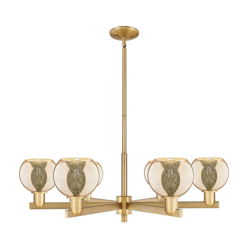 Innovations Athens 36in 6-Light Chandelier | Industrial Brushed Brass and Mercury Glass | Dining Room & Living Room | Model 716-6CR-BB-G128-6