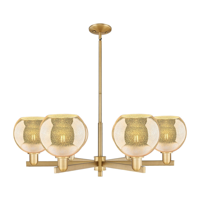 Innovations Athens 38in 6-Light Chandelier | Industrial Brushed Brass and Mercury Glass | Dining Room & Living Room | Model 716-6CR-BB-G128-8