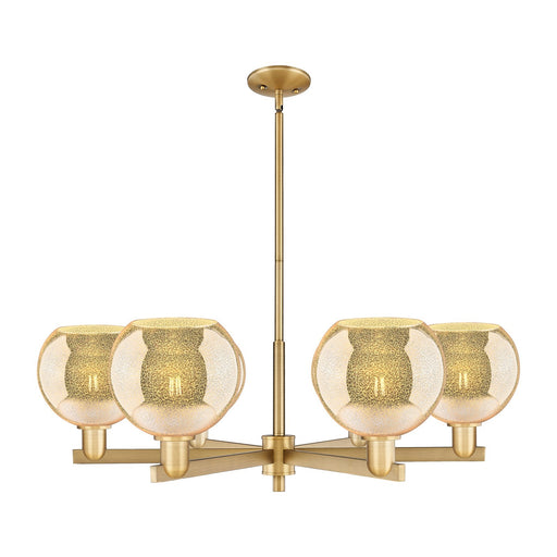 Innovations Athens 38in 6-Light Chandelier | Industrial Brushed Brass and Mercury Glass | Dining Room & Living Room | Model 716-6CR-BB-G128-8