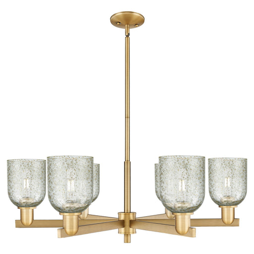 Innovations Caledonia 35in 6-Light Chandelier | Industrial Brushed Brass and Mica Glass | Dining Room & Living Room | Model 716-6CR-BB-G259