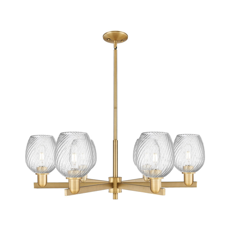 Innovations Salina 36in 6-Light Chandelier | Industrial Brushed Brass and Clear Spiral Fluted Glass | Dining Room & Living Room | Model 716-6CR-BB-G292