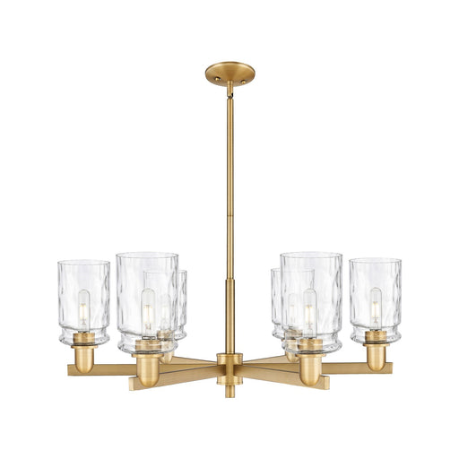 Innovations Candor 34.5in 6-Light Chandelier | Industrial Brushed Brass Steel and Clear Waterglass Glass | Dining Room & Living | Model 716-6CR-BB-G352
