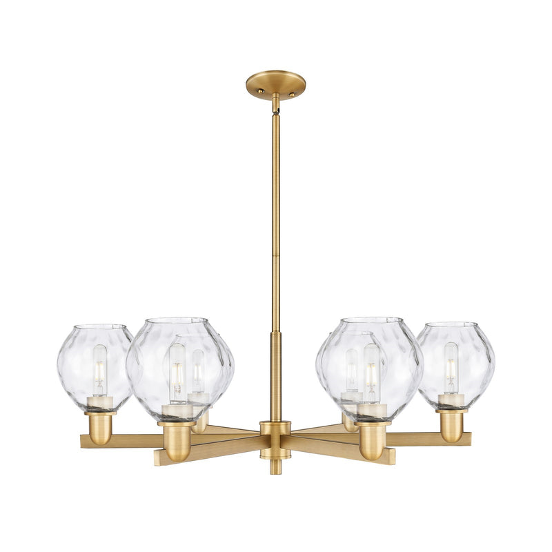 Innovations Waverly 36in 6-Light Chandelier | Industrial Brushed Brass and Clear Glass | Dining Room & Living Room | Model 716-6CR-BB-G362