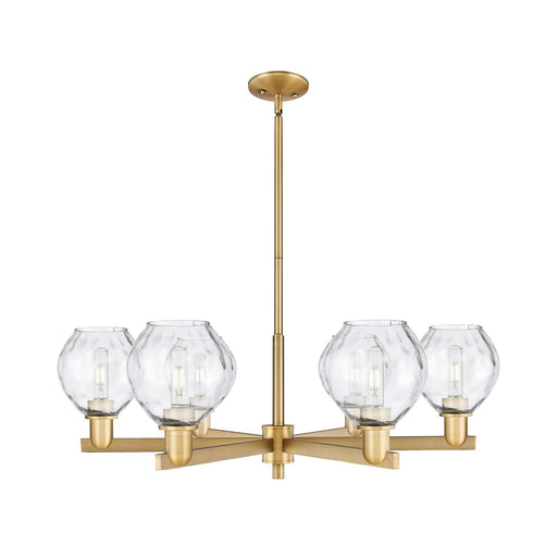 Innovations Waverly 36in 6-Light Chandelier | Industrial Brushed Brass and Clear Glass | Dining Room & Living Room | Model 716-6CR-BB-G362