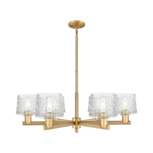 Innovations Niagara 36in 6-Light Chandelier | Industrial Brushed Brass and Clear Glass | Dining Room & Living Room | Model 716-6CR-BB-G402