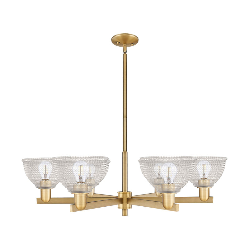 Innovations Arietta 38in 6-Light Chandelier | Industrial Brushed Brass and Clear Glass | Dining Room & Living Room | Model 716-6CR-BB-G422