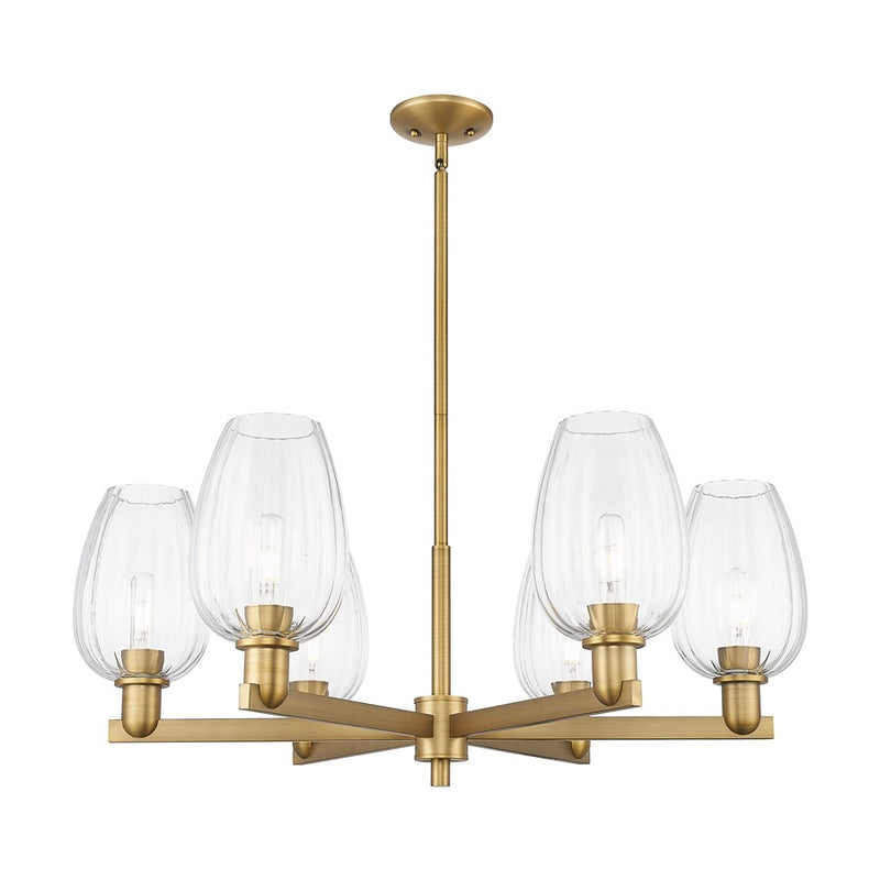 Innovations Preston 6Lt 24" Flute Stem Chandelier, BB/CL - 716-6CR-BB-G457-6CL