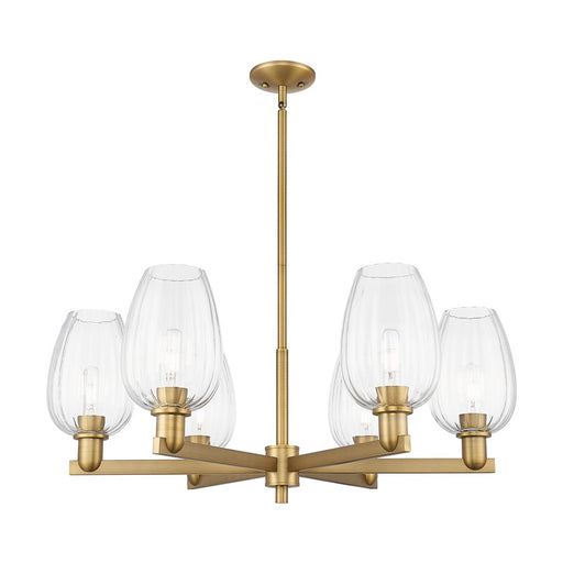 Innovations Preston 6Lt 24" Flute Stem Chandelier, BB/CL - 716-6CR-BB-G457-6CL