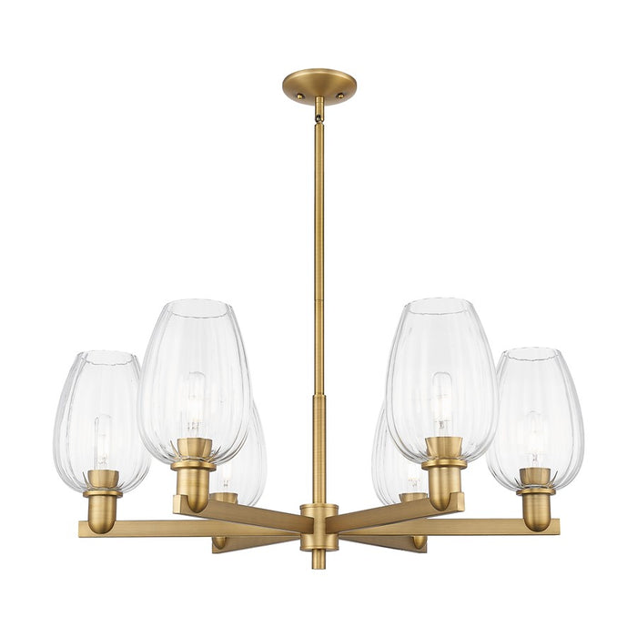 Innovations Preston 6Lt 24" Flute Stem Chandelier, BB/CL - 716-6CR-BB-G457-6CL