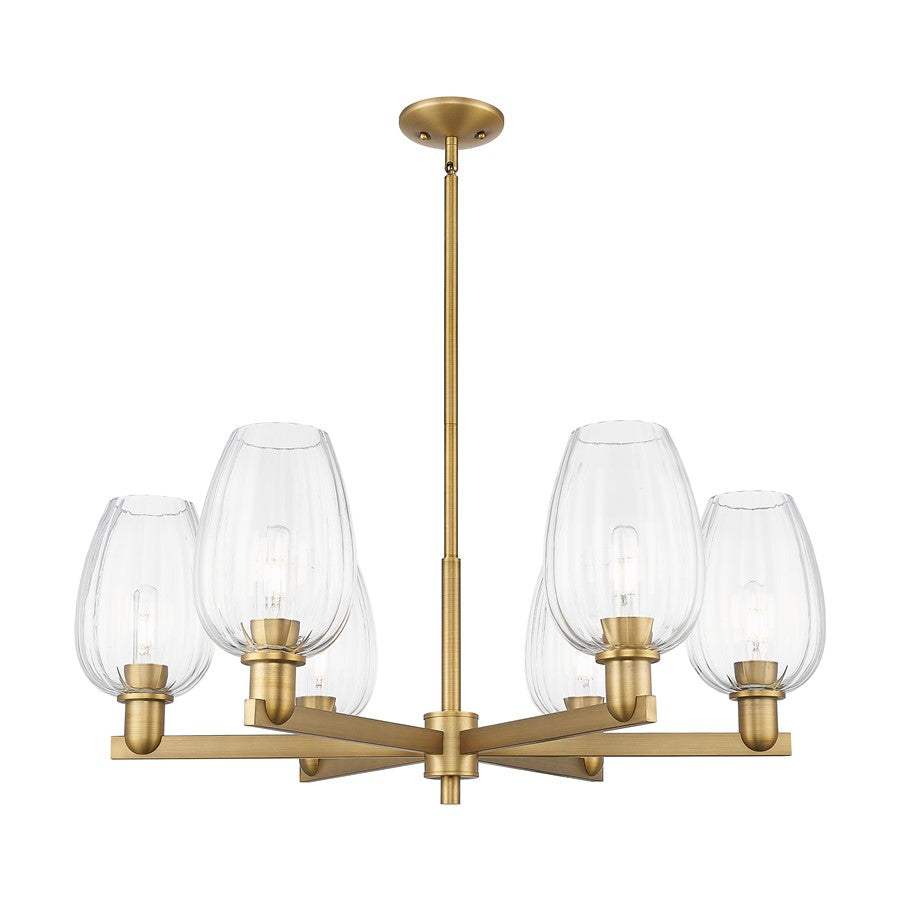Innovations Preston 6Lt 24" Flute Stem Chandelier, BB/CL - 716-6CR-BB-G457-6CL