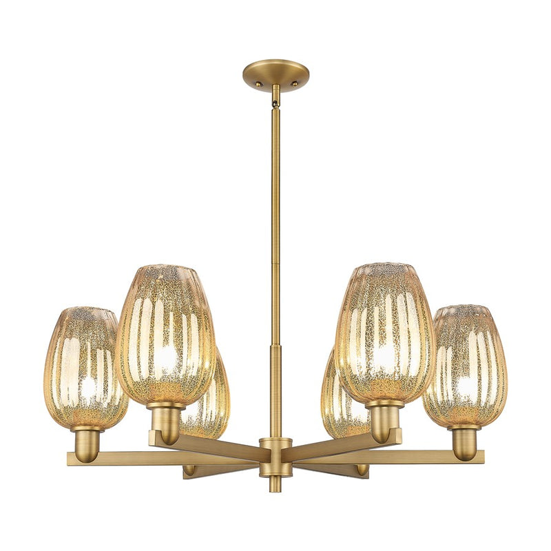 Innovations Preston 6Lt 24" Flute Stem Chandelier, BB/MC - 716-6CR-BB-G457-6ME