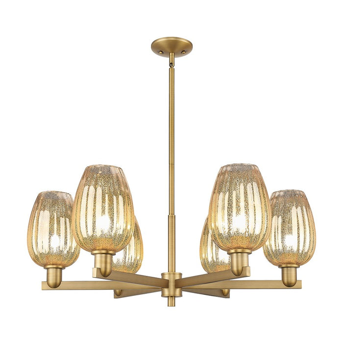 Innovations Preston 6Lt 24" Flute Stem Chandelier, BB/MC - 716-6CR-BB-G457-6ME